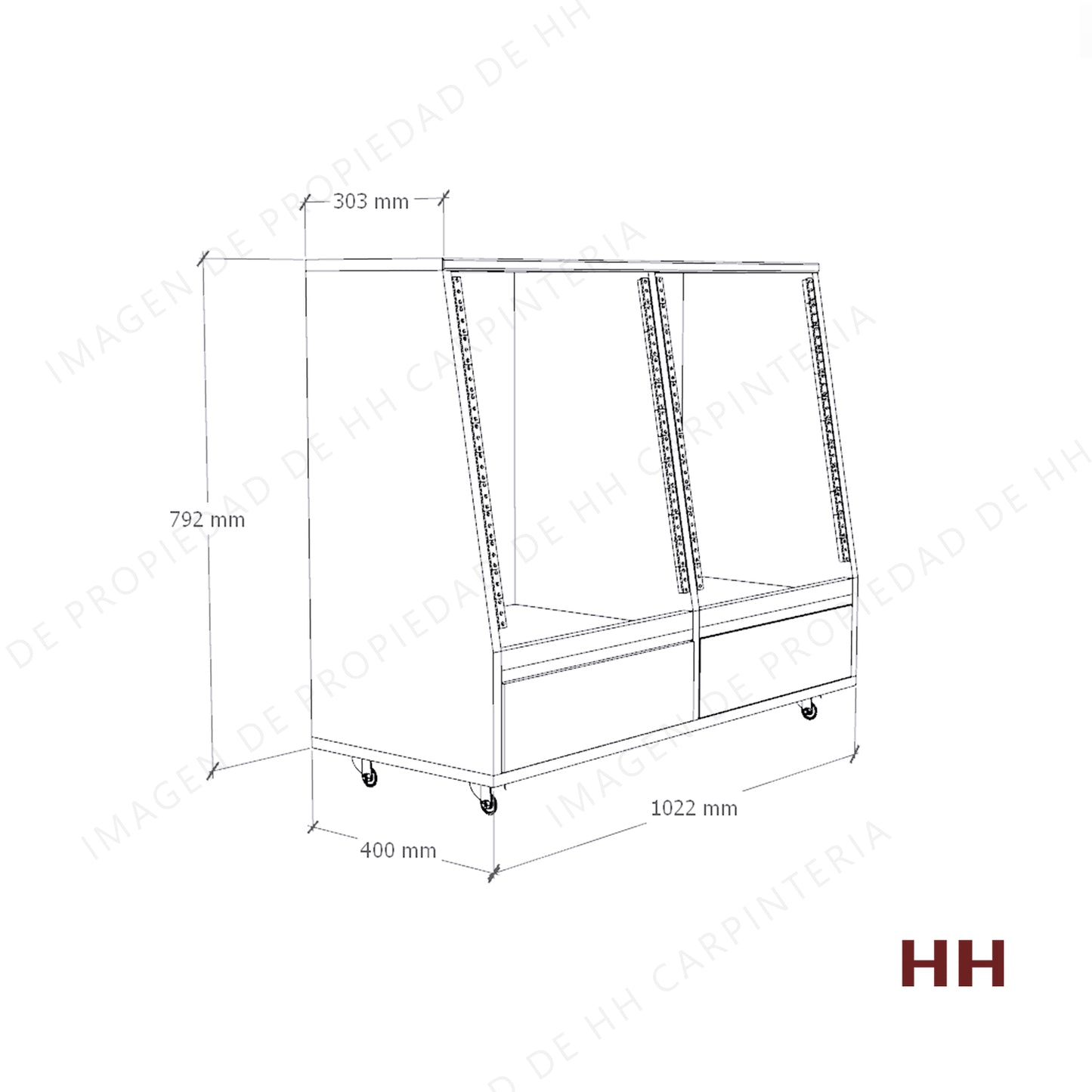Rack doble 12U + cajoneras